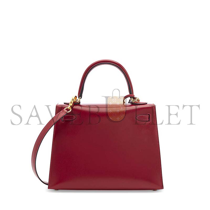 HERMÈS MASTER A ROUGE H CALF BOX LEATHER KELLY 25 WITH GOLD HARDWARE (25*17*7cm)